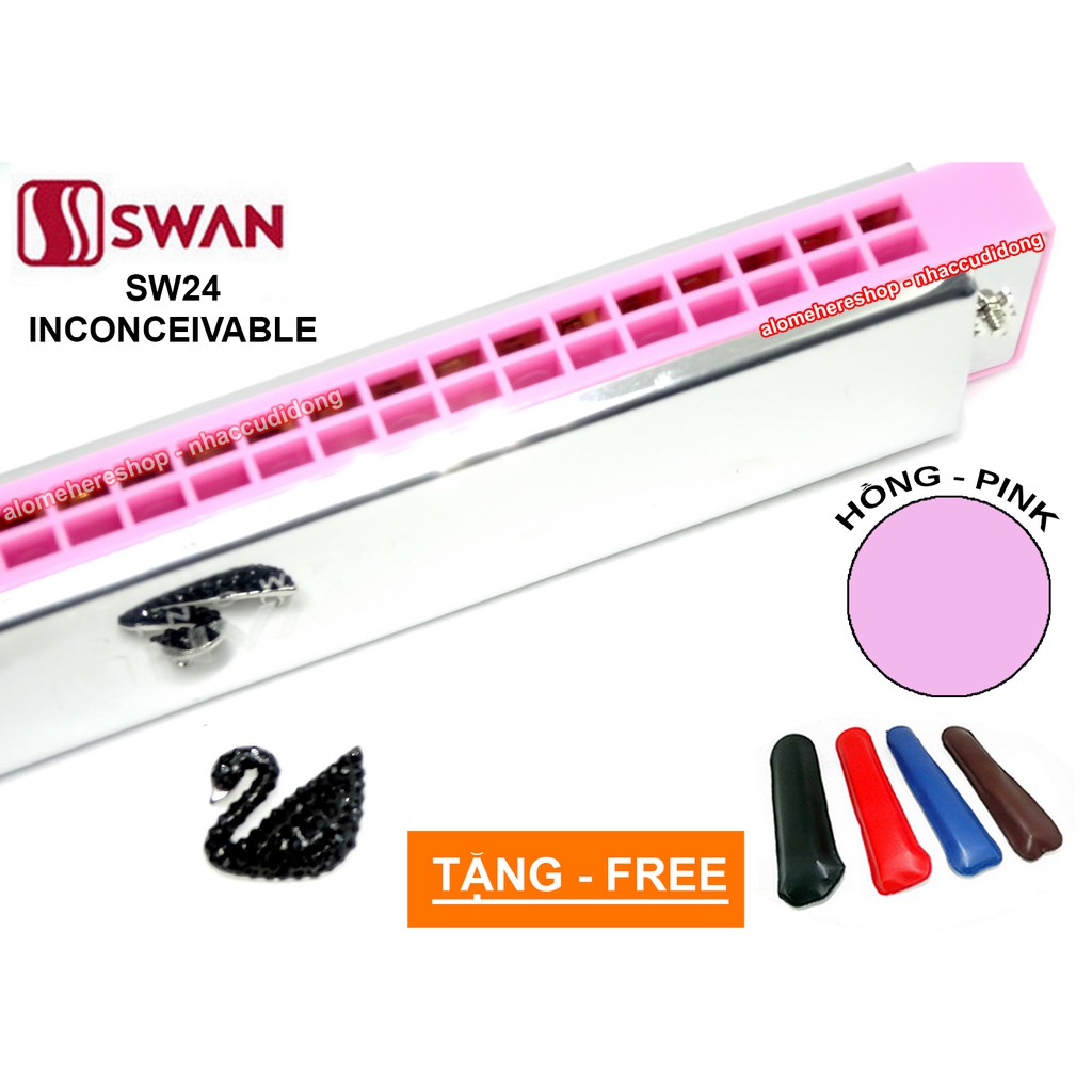 Kèn harmonica tremolo 24 lỗ Swan Inconceivable SW24 Key C (Hồng)