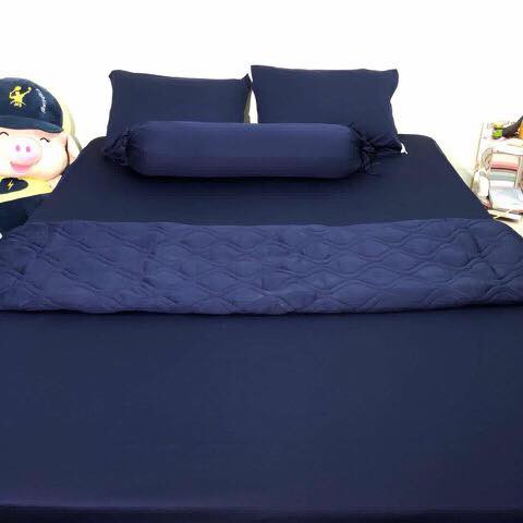 Bộ Drap thun trơn xanh đen KO Mền/Chăn (chân nệm dưới 15cm). bộ Ga thun trơn 1m2/1m4/1m6/1m8. Bộ Ra thun trơn.