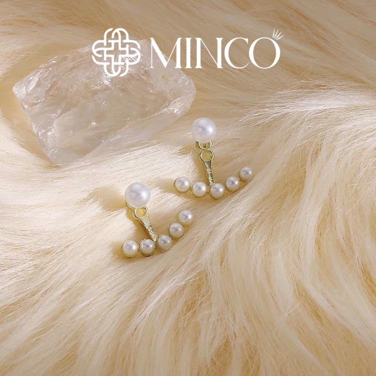 Bông tai nữ ngọc trai nhân tạo Minco Accessories khuyên tai vành ngọc thời trang phụ kiện thời trang Hàn Quốc BT21