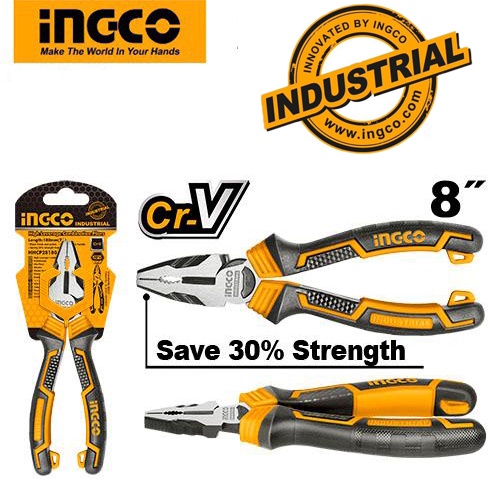 Kìm răng cao cấp 2 tông màu, thép Crv loại 7''/180mm , 8''/200mm , 9.5''/240mm INGCO HHCP28180 HHCP28200 HHCP28240