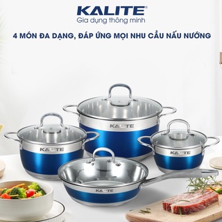 Bộ nồi inox chảo chống dính 4 món Kalite KL-336 siêu bền, hàng chính hãng, hợp kim kim loại tăng khả năng tỏa nhiệt