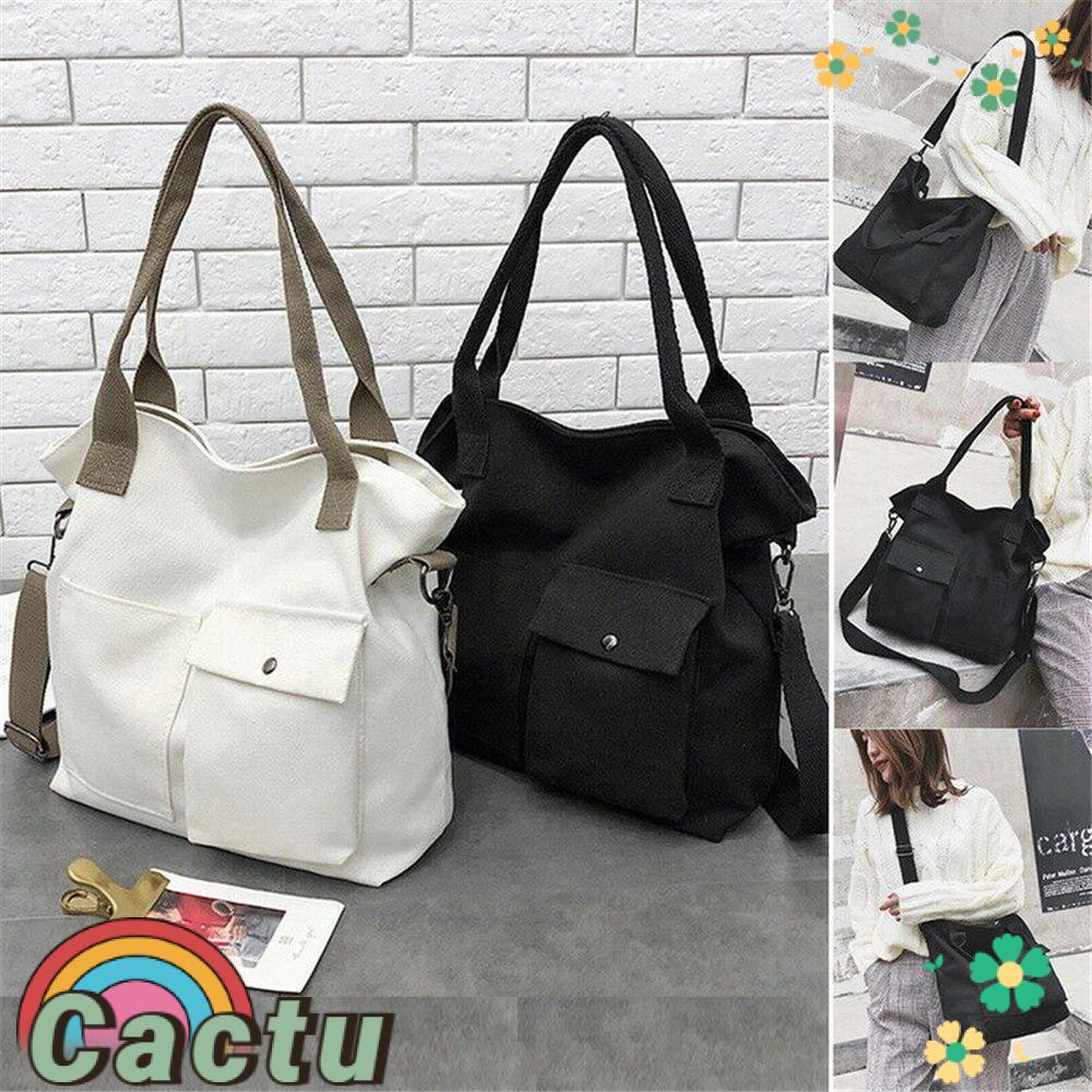 Túi Xách Tay Bằng Vải Canvas Thiết Kế Giản Dị Dành Cho Nữ