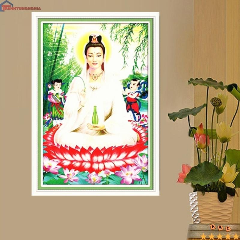 Tranh đính đá ABC quan thế âm bồ tát 35cm x 50cm