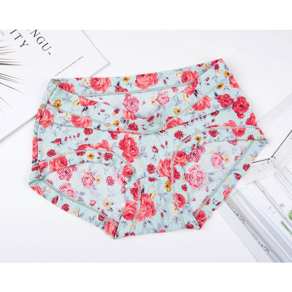 Quần Lót Su Hoa Thông Hơi Cạp Cao 5084