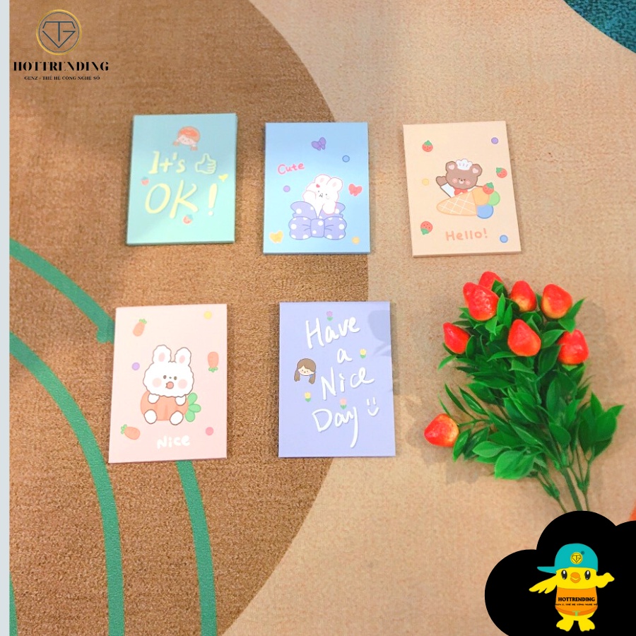 Gương Trang Điểm Để Bàn Decor B2 Bạn Gái Cute - Trang Trí Có Thể Gấp Gọn phong cách Vintage 15.5 * 11cm