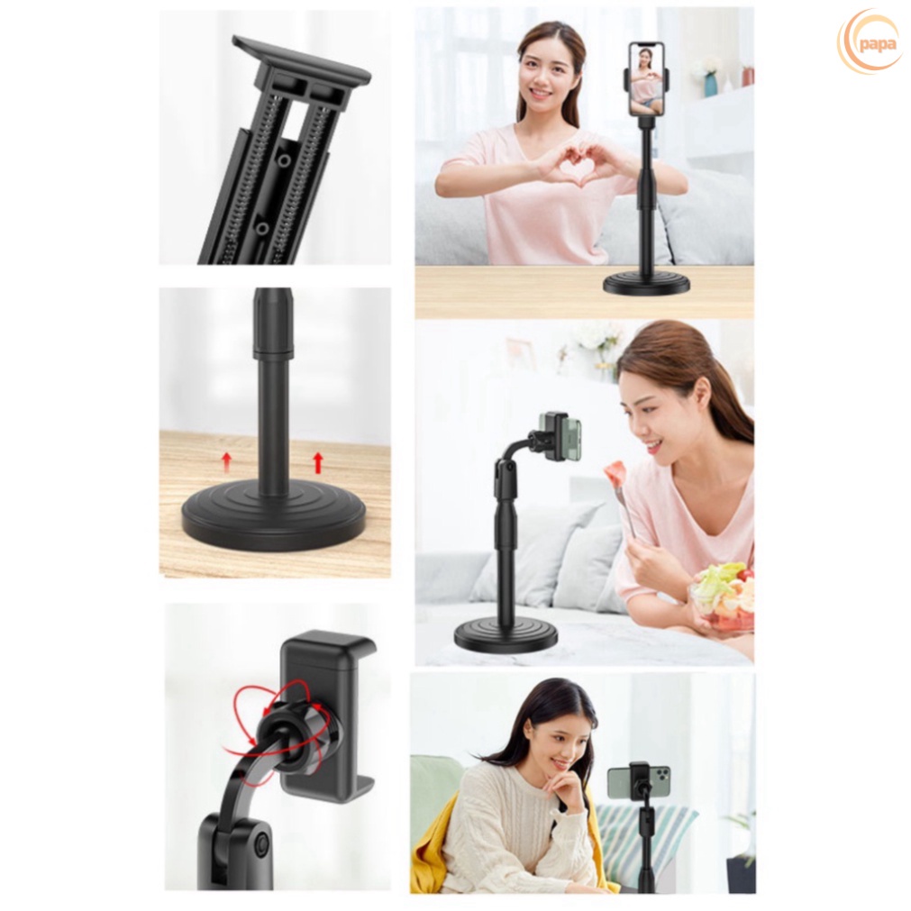 Giá Đỡ Điện Thoại Livestream để Treo Kẹp Quay Phim Ghi Hình xem video Ổn Định Xoay 360 Độ - Chiều Cao 38mm - Đế Nặng
