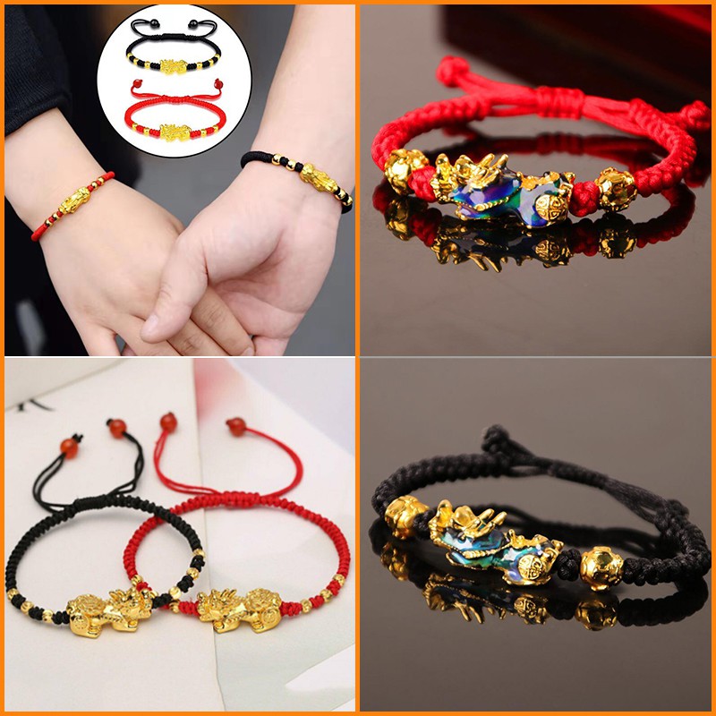 Vòng đeo tay RINHOO dây bện màu đỏ/ đen thời trang đem lại may mắn