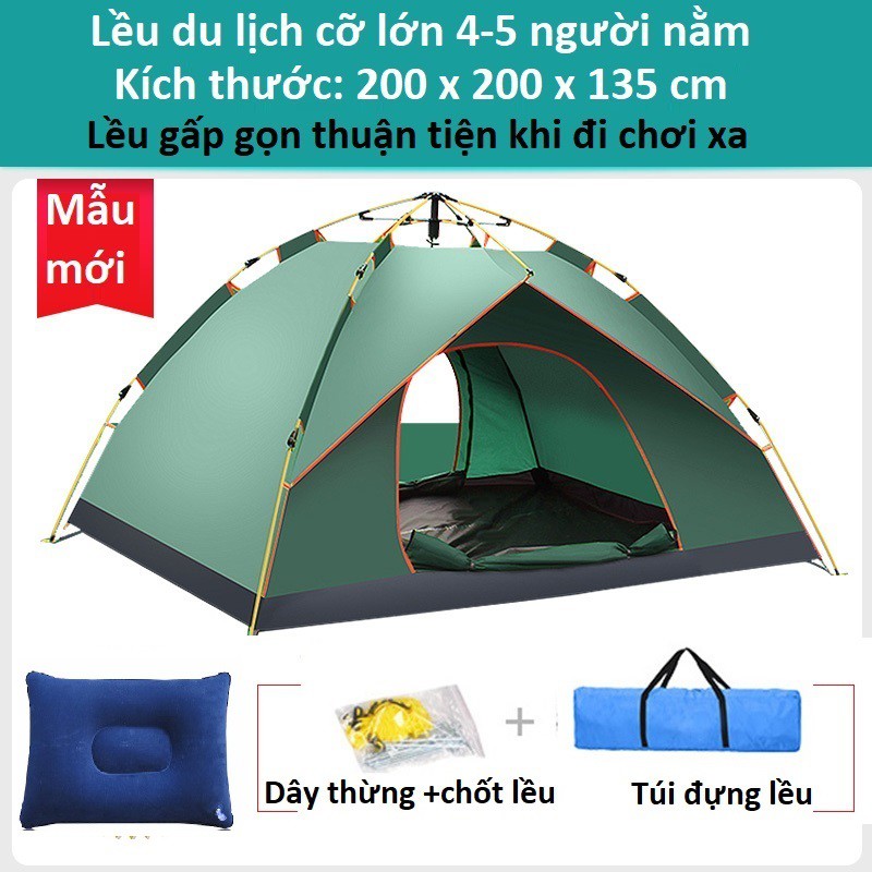 Lều Cắm Trại Du Lịch Tự Động 3-5 người, Chống Nước, Chống Tia UV, Lều Tự Bung