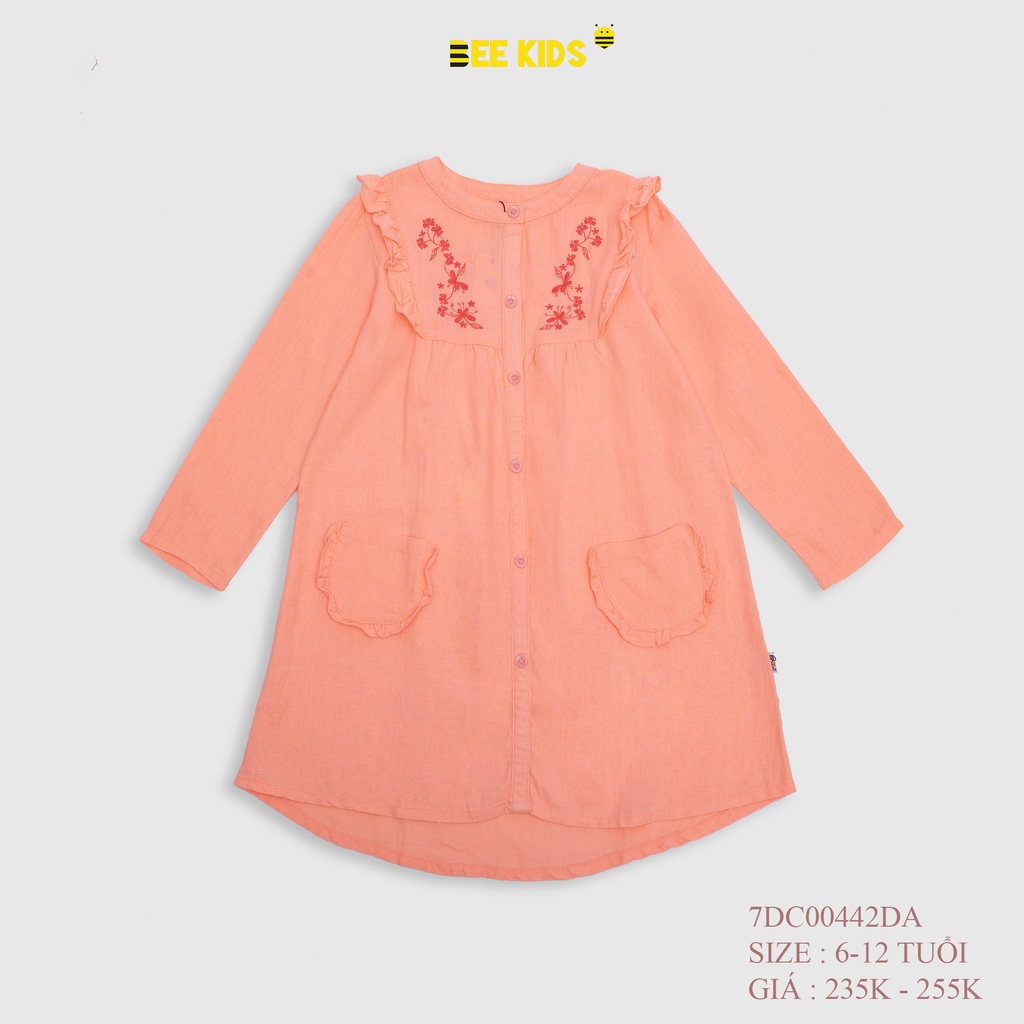 Váy Dài Tay Bé Gái Bee Kids Chất Liệu LinenLoại 1 Mềm Mịn , Không Bai Không Xù (6-12 Tuổi)7DC00442DA