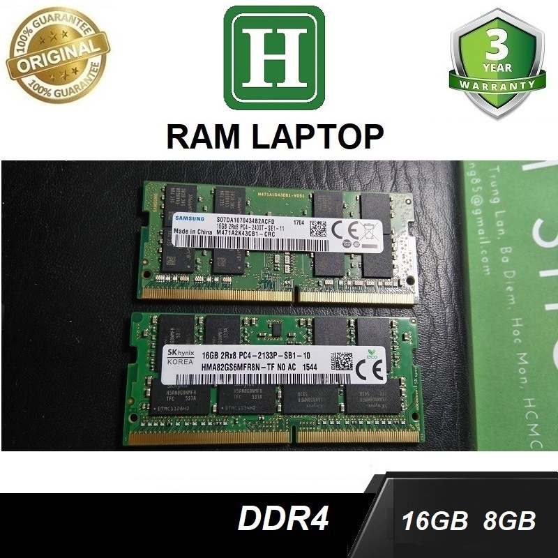Ram Laptop DDR4 8GB, 16GB Bus 2133, 2400 hoặc 2666, tháo máy chính hãng, Bảo Hành 3 Năm