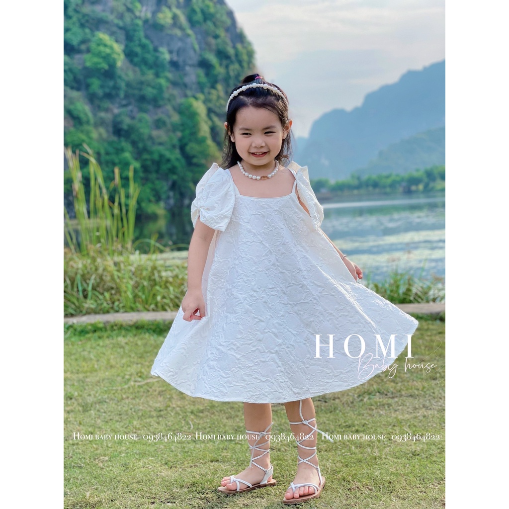 Váy bé gái HOMI BABY HOUSE đầm công chúa Fiona màu trắng/xanh/hồng cho bé dự tiệc dạo phố
