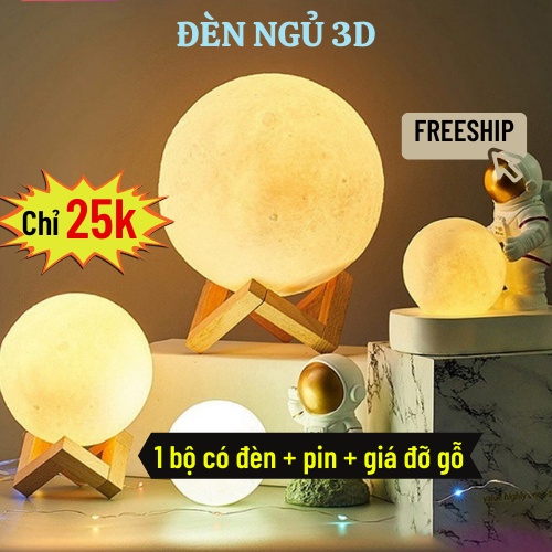 Đèn Ngủ Mặt Trăng 3D Cảm Ứng Trang Trí Phòng, Đèn Ngủ Để Bàn Dễ Thương Decor Bin.Home