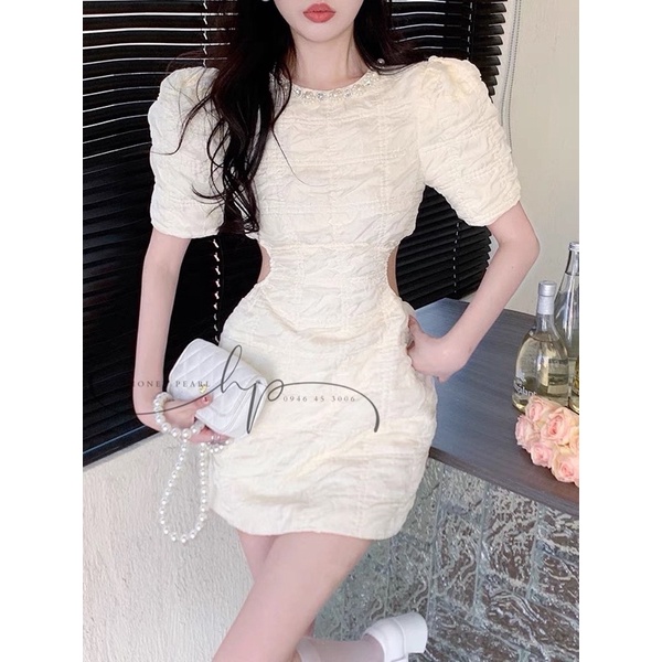 ĐẦM XỐP KHOÉT EO SIÊU SANG CHẢNH KIỂU DÁNG TIỂU THƯ QUÝ PHÁI