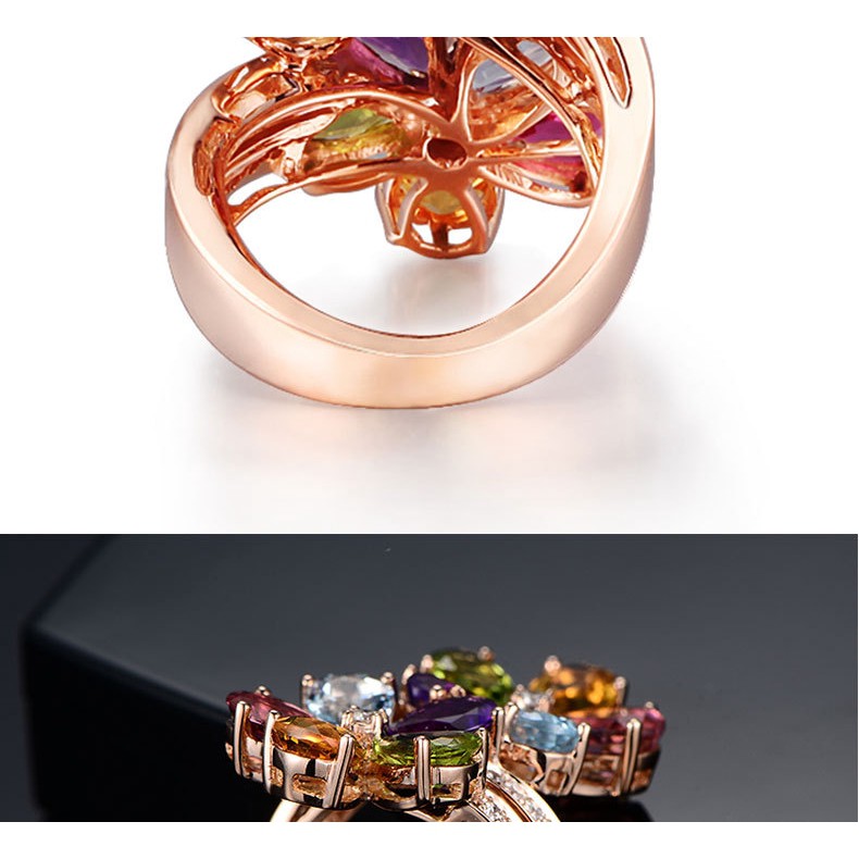 Nhẫn Mạ Bạc Hình Hoa Đính Đá Sang Trọng Cho Nữ