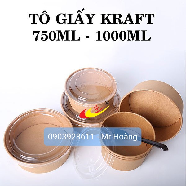 TÔ GIẤY KRAFT CÓ NẮP - đựng bánh bông lan, các loại thực phẩm