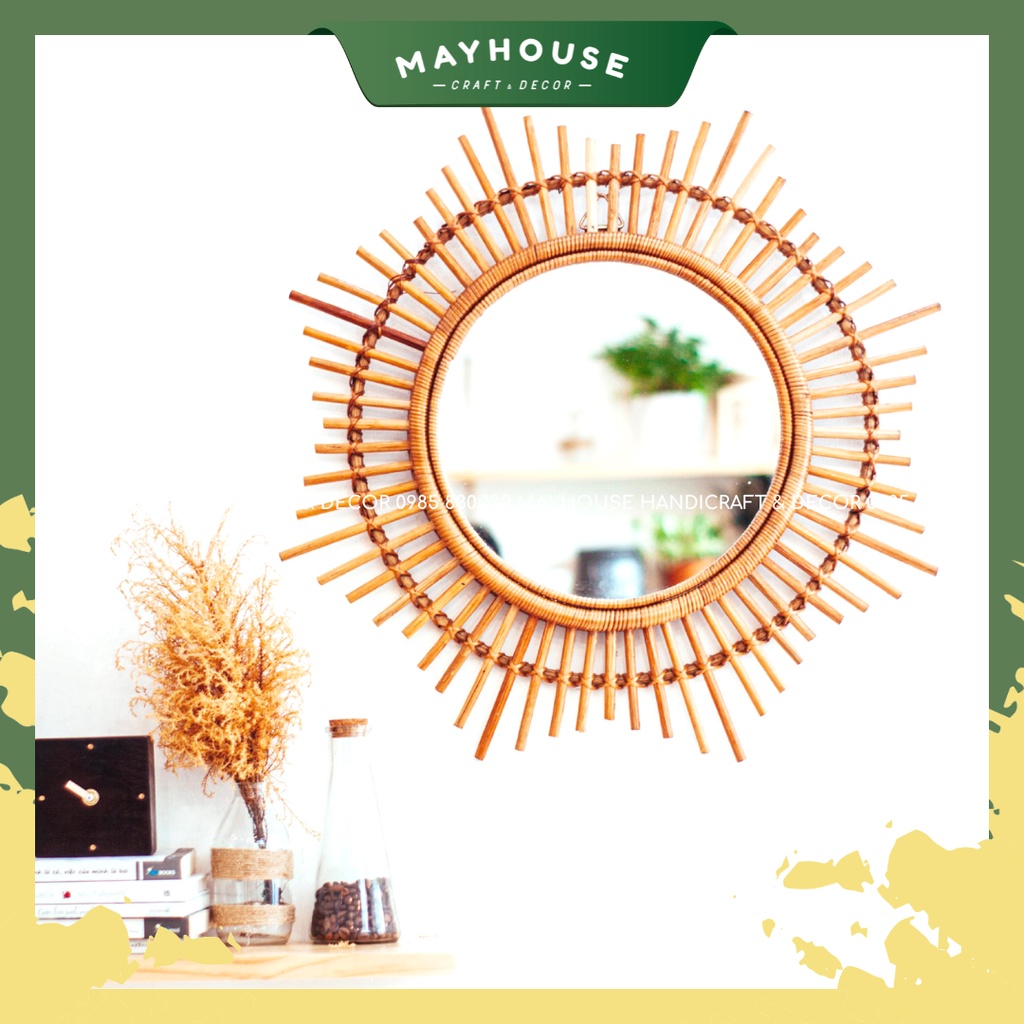 Gương mây tre đan MAYHOUSE CRAFT&DECOR trang trí decor treo tường