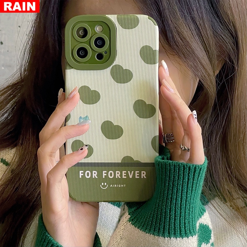 Ốp điện thoại da màu trà xanh hình trái tim độc đáo thích hợp cho iPhone 13 Pro Max iPhone12 Pro 11 6S 7 8 Plus XR XS