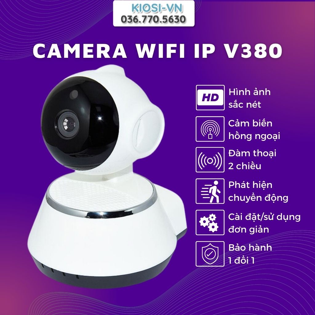 Camera giám sát - Camera Wifi IP V380 không dây, Đàm thoại 2 chiều, Hình ảnh sắc nét, Bảo hành chính hãng