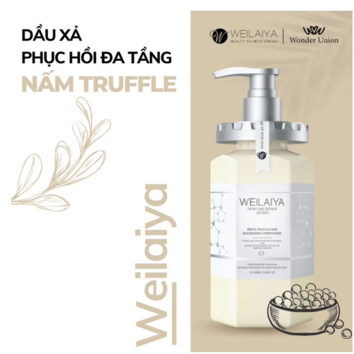 Combo Bộ dầu gội, Dầu xả nấm phục hồi, Sữa tắm trắng da Weilaiya (450ml x 3 chai)