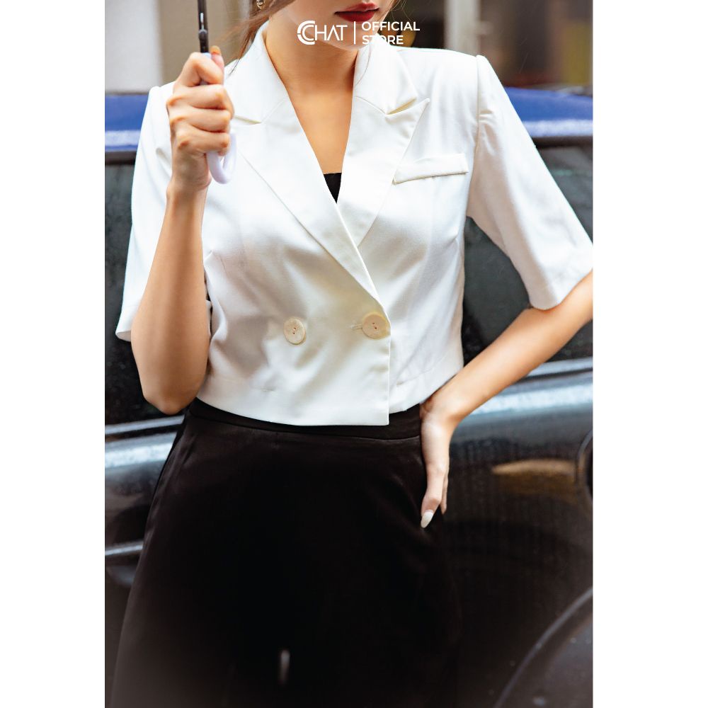 Blazer croptop ngắn tay CCHAT
