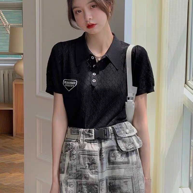 Áo Len Lưới Cổ Đức Túi  Chữ