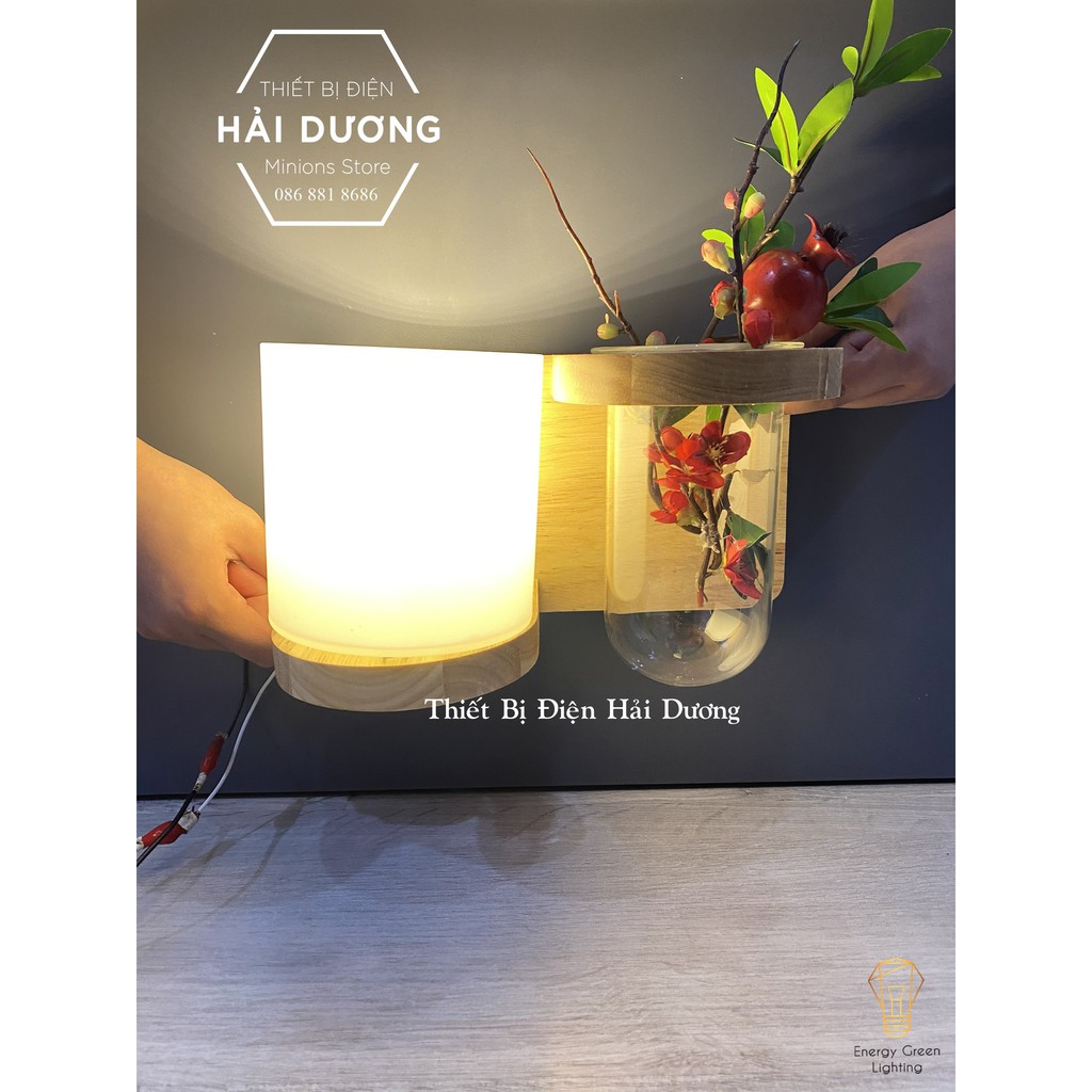 Đèn Tường Kệ Gỗ Chao Thủy Tinh Hiện Đại DT-2614 - Trang Trí Căn Phòng - Energy Green Lighting - Đã Bao Gồm Bóng LED 3W