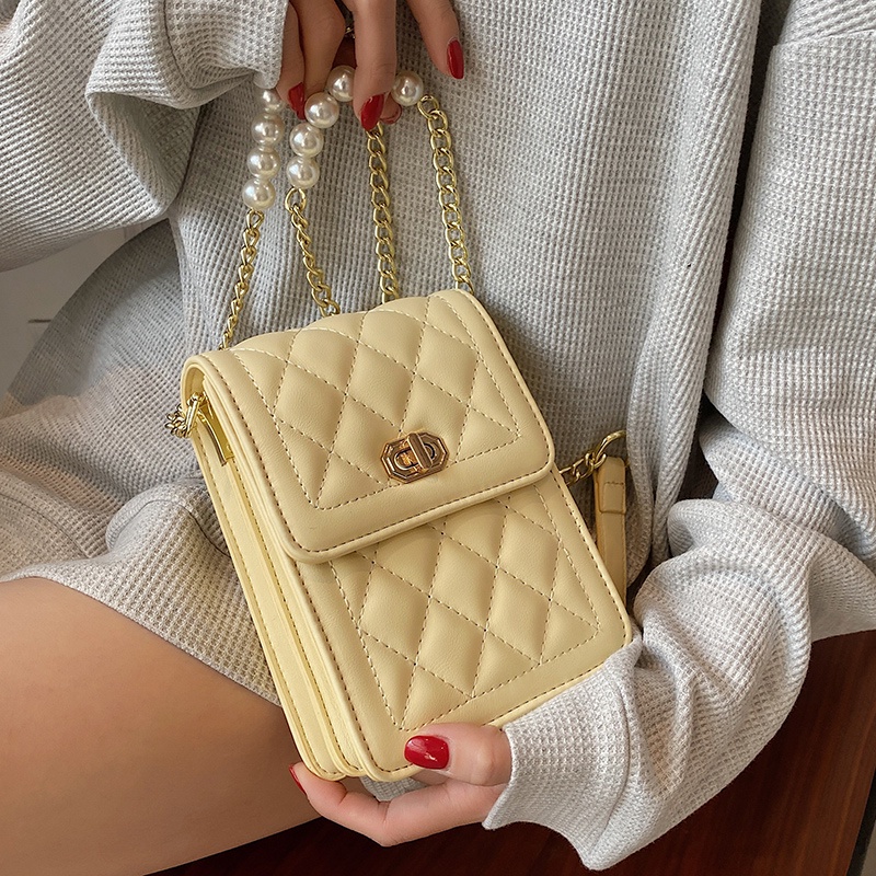 CÓ SẴN - Túi xách mini khóa xoay quai ngọc mix xích