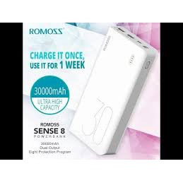 Sạc Dự Phòng Romoss Sense 8 30.000mAh 3 Cổng Sạc Vào - BH 1 Năm