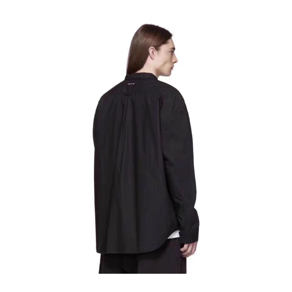 Áo Sơ Mi Tay Dài Dáng Rộng Phối Cổ Henry Kiểu retro Cá Tính Cho Nam Và Nữ Fear of god6th