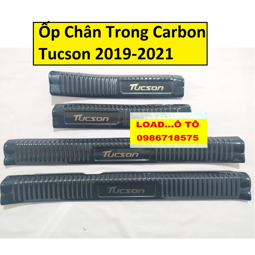 Ốp Bậc Cửa, Nẹp Bước Chân Trong Xe Tucson 2018-2021 Vân Carbon Cao Cấp
