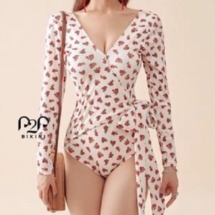 P2P BIKINI - Monokini tay dài, đắp chéo vạt buộc nơ - MN450_HN