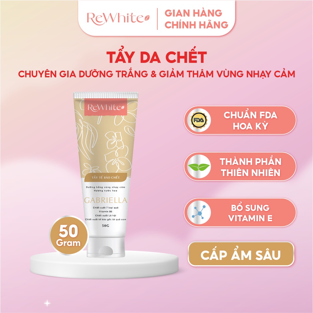 Bộ sản phẩm Gel Tẩy Tế Bào Chết REWHITEZ Define Rose Gabriella Happiness giúp dưỡng hồng vùng nhạy cảm Tuýp 50g