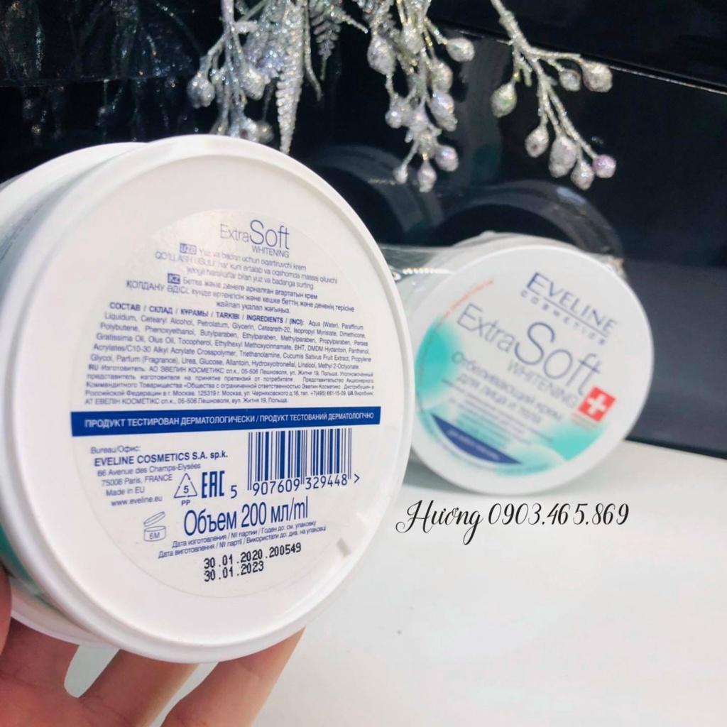 Dưỡng thể trắng da Eveline Extra Soft Whitening 200ml