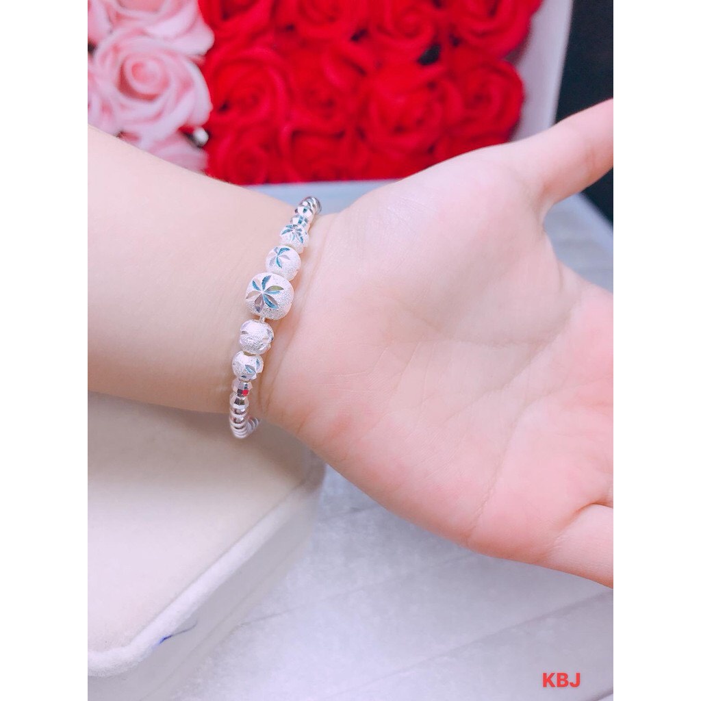 Lắc tay nữ bạc ta bi cát phay hoa thị sáng đẹp - Kho sỉ bạc Nhất Linh
