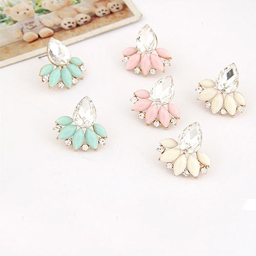 Bông tai hình giọt nước đính đá phong cách Hàn Quốc