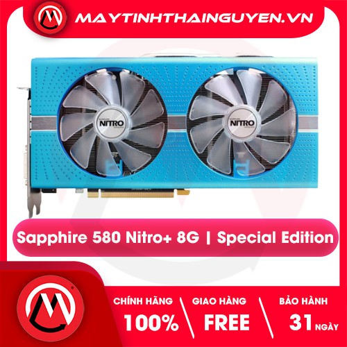 Card màn hình VGA chơi Game SAPPHIRE NITRO+ Radeon™ RX 580 8 GB bản Special Edition cao cấp nhất (Bảo hành 1 tháng)