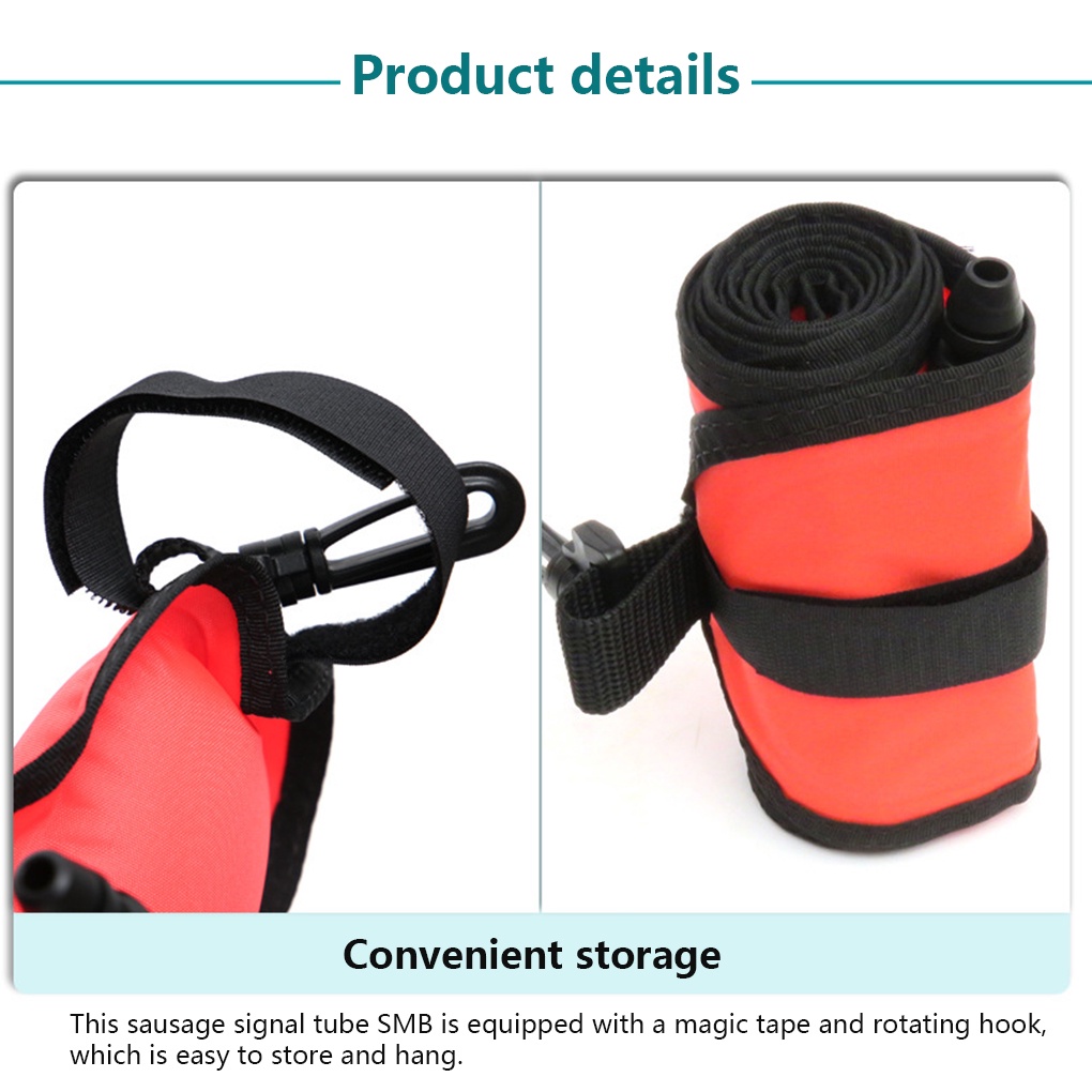 Surface Marker Buoy Scuba Diving with Rotatable Hook SMB Inflatable Nozzle Underwater Diver Below Floating AccessoryELEN