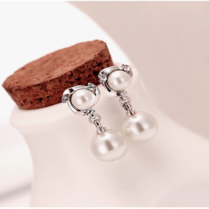 [siêu rẻ] Bông tai bạc S925 BT025 kết hợp ngọc trai nhân tạo