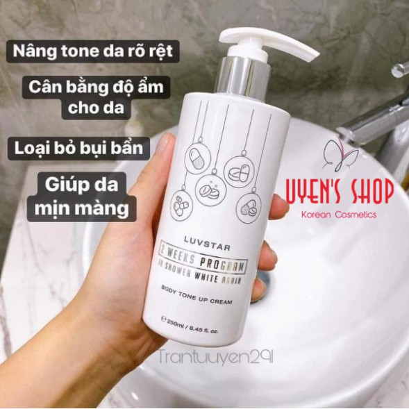 CV DVQ Sữa tắm/ Sữa dưỡng thể trắng da body Luvstar Body Tone Up Cream/ Lotion 250ml 8 CV
