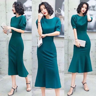[Ảnh thật] Đầm body đuôi cá tay phồng M L XL