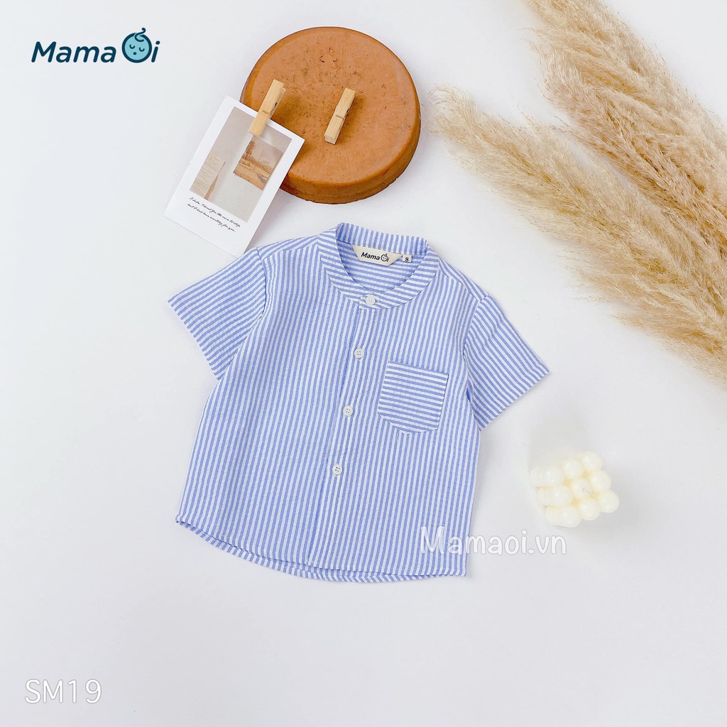 Áo sơ mi bé trai bé gái kẻ sọc xanh dương vải Linen đũi cho bé từ 0-3 tuổi của Mama Ơi - Thời trang cho bé