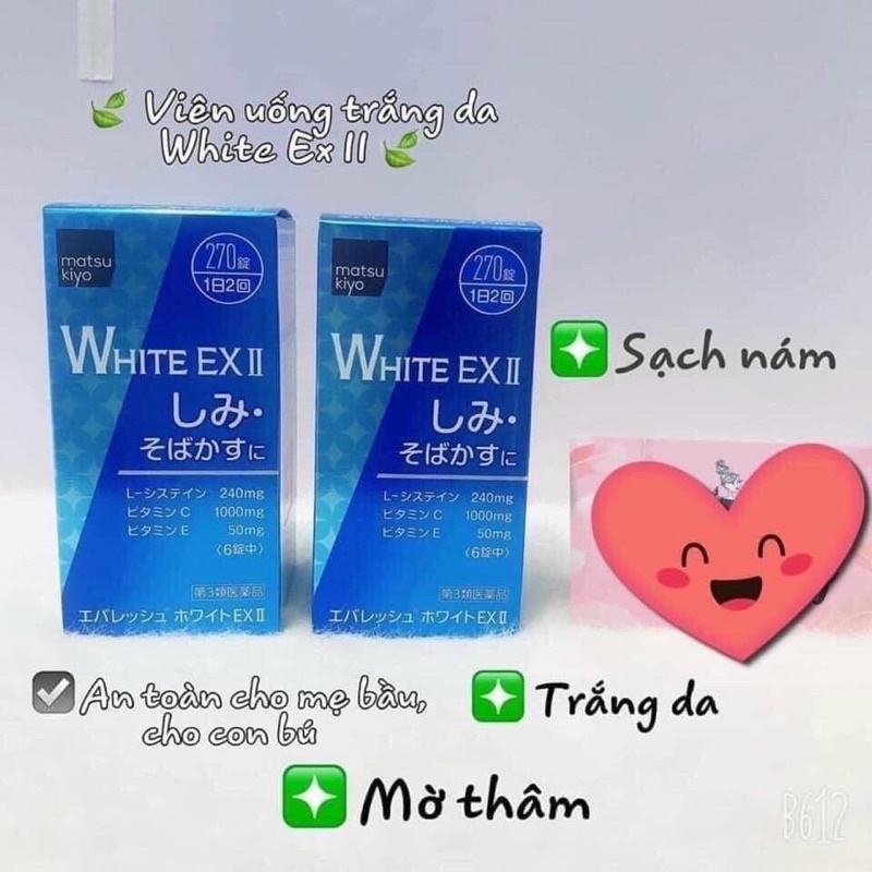 Viên Uống Hỗ Trợ  White Ex Nhật Bản-270 Viên – Hỗ Trợ Trắng Da Hiệu Quả