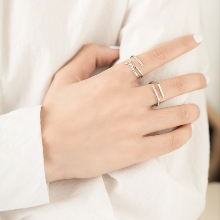 Nhẫn Hở Mạ Bạc 925 Đính Đá zircon Thời Trang Dễ Phối Đồ