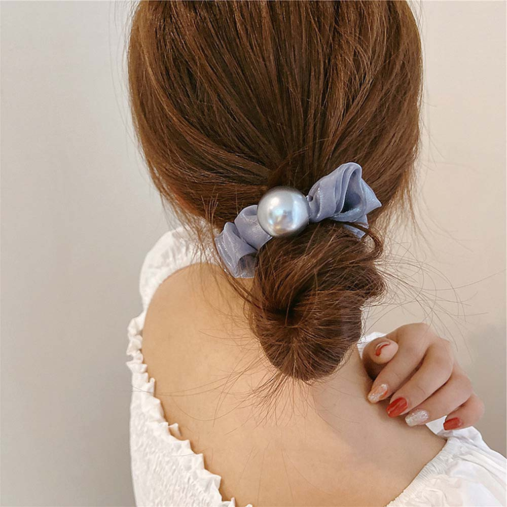 Dây Cột Tóc Vải Co Giãn Đính Ngọc Trai Nhiều Màu Sắc Phong Cách Hàn Quốc Thanh Lịch Dành Cho Nữ