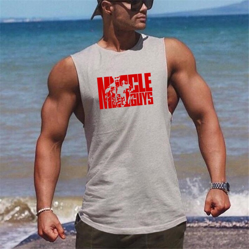 Áo thun ba lỗ in chữ đơn giản phong cách năng động trẻ trung