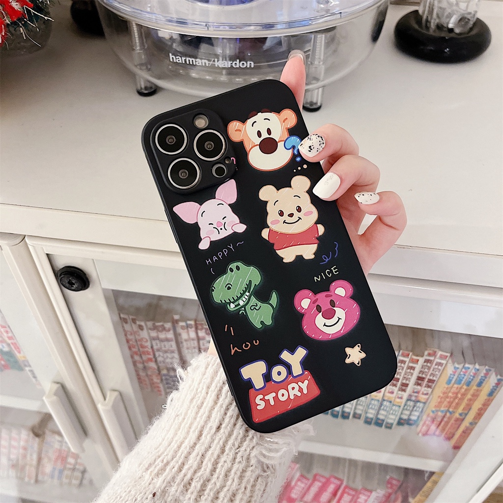 Ốp điện thoại viền silicon mềm in hình gấu Pooh thích hợp cho iPhone 13 / 12 Pro Max IP11 Xr 6 7 8 Plus