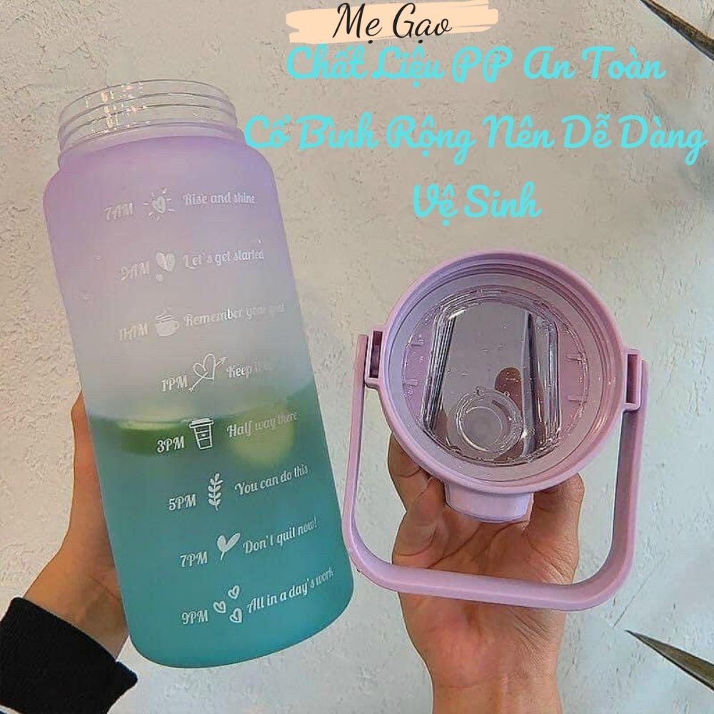 Bình Đựng Nước Cute 2 Lít Thể Thao Có Vòi Có Vạch Báo Giờ Uống Nước Nobihome,bình nước 2 lít cute thể thao có vòi