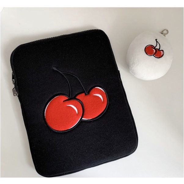 Túi đựng laptop họa tiết thêu cherry xinh xắn 10/ 11/ 13/ 15 inch