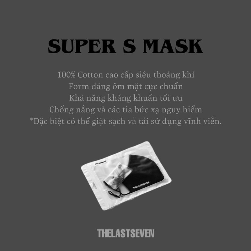 Khẩu trang vải 100% Cotton kháng khuẩn cao cấp Super S Mask