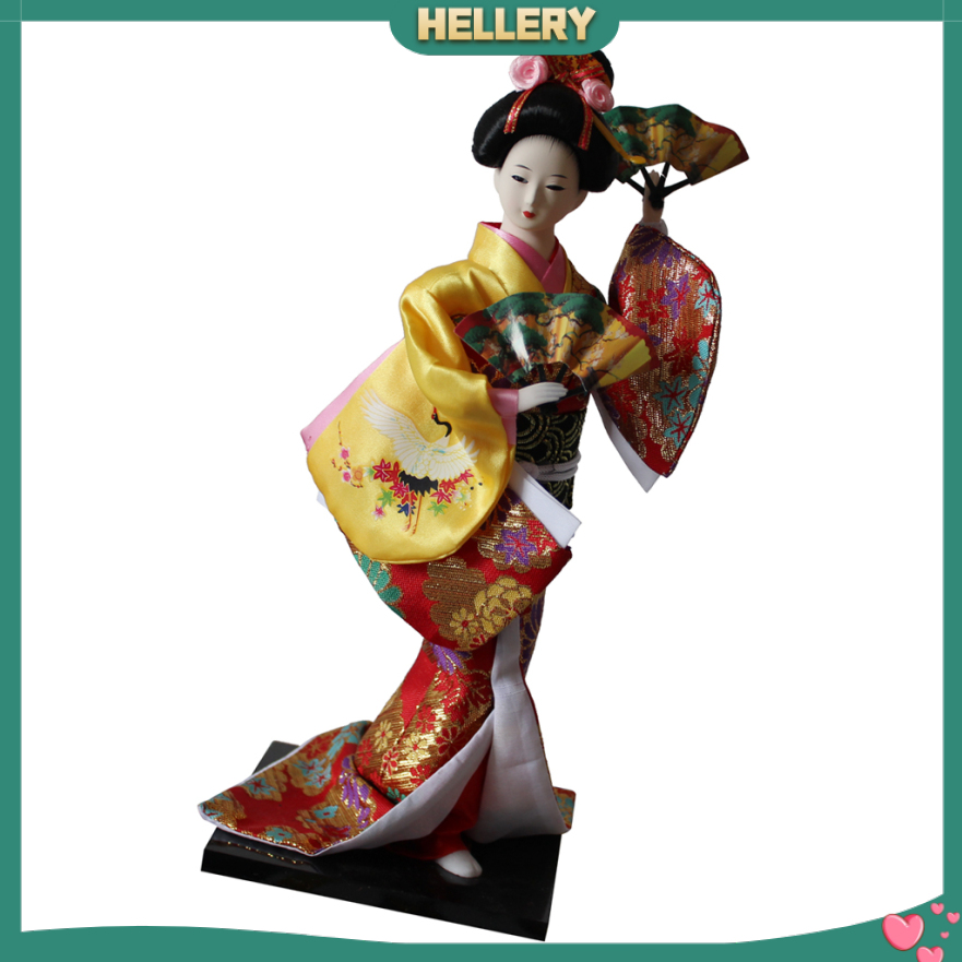 Búp Bê Geisha Mặc Kimono Màu Vàng Kích Thước 12 Inch Phong Cách Nhật Bản Dùng Trang Trí Nhà Cửa